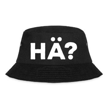 Lustige Sprüche HÄ? Witziger Spruch Keine Ahnung - Bucket Hat - Schwarz - Vorne - Lela (165cm)