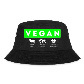Vegan, Tiere Planeten Gesundheit - Bucket Hat - Schwarz - Vorne - Lela (165cm)