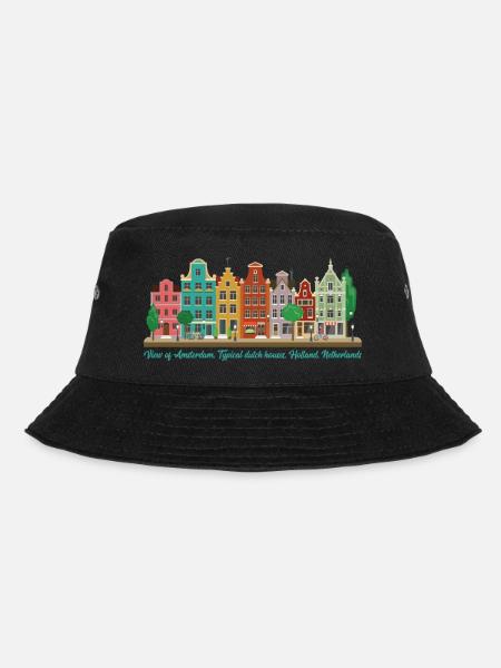 Vue d’Amsterdam, maisons hollandaises typiques, Hollande - Bob - noir