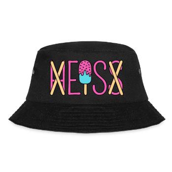 H EIS S - Eis essen - heiß - Sommer - Hitze - EIS - Bucket Hat - Schwarz - Vorne - Lela (165cm)