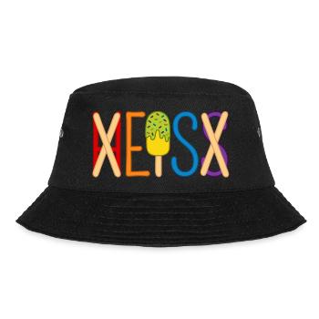 H EIS S - Eis essen - heiß - Sommer - Hitze - Eis - Bucket Hat - Schwarz - Vorne - Lela (165cm)