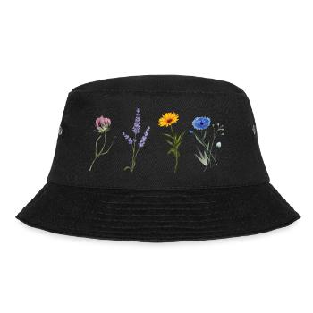 Minimalist Wildflowers - Botanical Gift - Bucket Hat - black - Front - Lela (165cm)