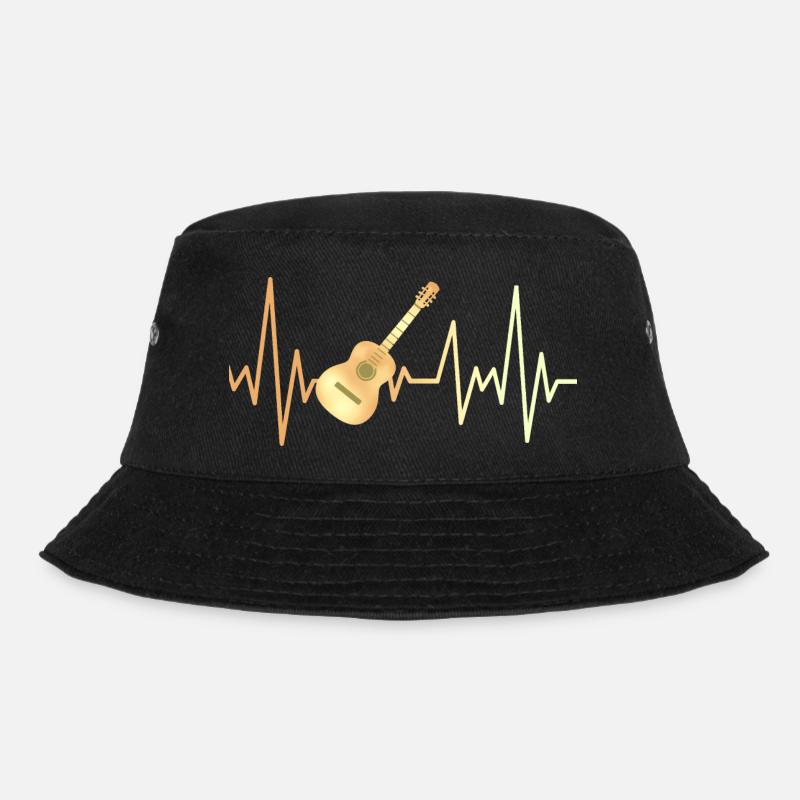 E-Gitarre und Herzfrequenz - Bucket Hat - Schwarz