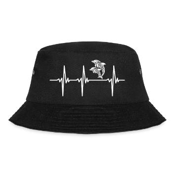 Herzschlag für zwei elegante springende Delfine - Bucket Hat - Schwarz - Vorne - Lela (165cm)