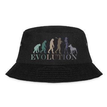 Evolution Deutsche Dogge Weiblich Retro Minimalismus - Bucket Hat - Schwarz - Vorne - Lela (165cm)