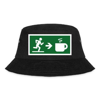 Ausgang zu Kaffee, Tee, Kakao, Schokolade - Bucket Hat - Schwarz - Vorne - Lela (165cm)