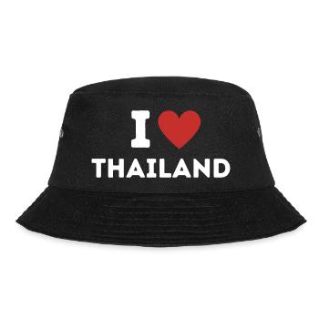 I Love Thailand - Weiße Schrift - Bucket Hat - Schwarz - Vorne - Lela (165cm)