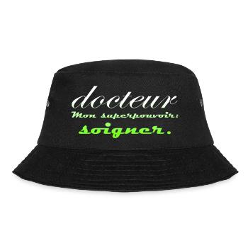 Arzt, Arzt, Krankenschwester, Gesundheit und weißer Kittel - Bucket Hat - Schwarz - Vorne - Lela (165cm)