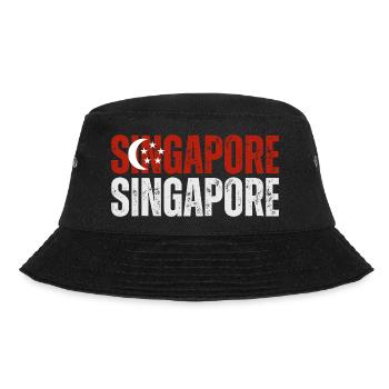Flagge von Singapur, ich liebe Singapur - Bucket Hat - Schwarz - Vorne - Lela (165cm)
