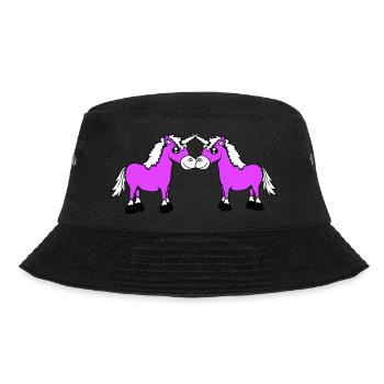 2 Unicorns Team Pair Horns Friends Welcome Cute - Bucket Hat - black - Front - Lela (165cm)