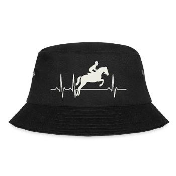 Reiter Herzschlag – EKG mit Springreiter - Bucket Hat - Schwarz - Vorne - Lela (165cm)