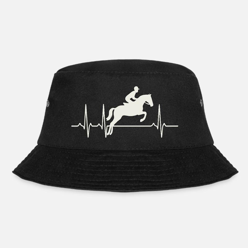 Reiter Herzschlag – EKG mit Springreiter - Bucket Hat - Schwarz