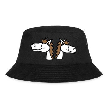 2 Horses Team Pony Foal Couple Comic Friends - Bucket Hat - black - Front - Lela (165cm)