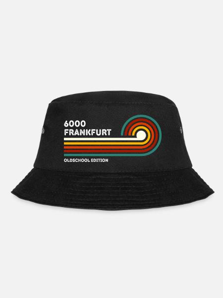 Frankfurt Retro Shirt 6000 PLZ Vintage 70er 80er - Bucket Hat - Schwarz
