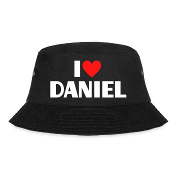 I love Daniel Rotes Herz Romantischer Name Fan - Bucket Hat - Schwarz - Vorne - Lela (165cm)