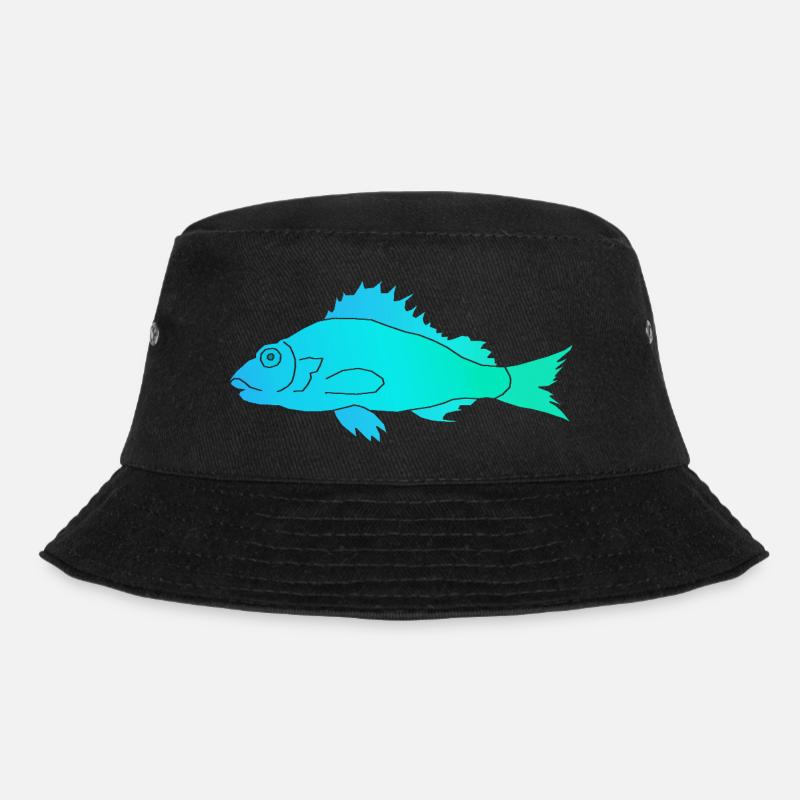 Fisch mit Zackenflosse - Bucket Hat - Schwarz