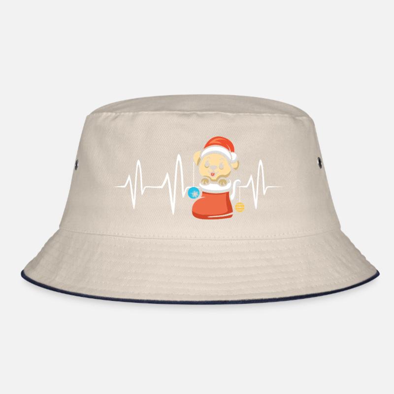 Weihnachtswelpe mit Herzschlaglinie Bucket Hat