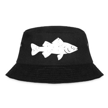 Barsch Bass Silhouette Angeln Vektor - Bucket Hat - Schwarz - Vorne - Lela (165cm)