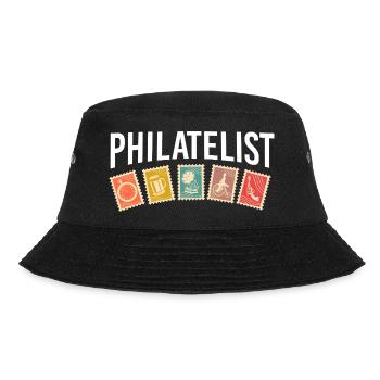 Briefmarkensammlung Philatelist Briefmarken - Bucket Hat - Schwarz - Vorne - Lela (165cm)
