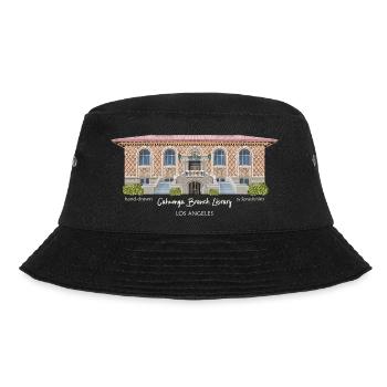 Los Angeles, Handzeichnung Cahuenga Library,  - Bucket Hat - Schwarz - Vorne - Lela (165cm)
