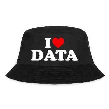 Ich liebe Daten – Herz - Bucket Hat - Schwarz - Vorne - Lela (165cm)