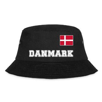 Dänemark Trikot Look – DANMARK mit Fahne Flagge - Bucket Hat - Schwarz - Vorne - Lela (165cm)