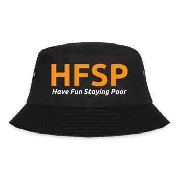 HFSP Have Fun Staying Poor | Bitcoin Orange Font - Bucket Hat - black - Front - Lela (165cm)
