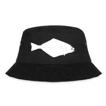 Heilbutt Vollformat weiß - Bucket Hat - Schwarz - Vorne - Lela (165cm)