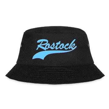 Rostock Retro Schriftzug - Bucket Hat - Schwarz - Vorne - Lela (165cm)