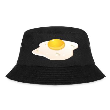 Spiegelei Frühstück - Bucket Hat - Schwarz - Vorne - Lela (165cm)