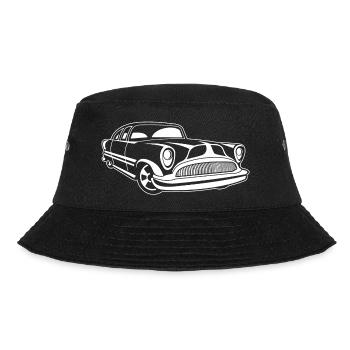 Lowrider / Oldtimer / Muscle Car 03_weiß - Bucket Hat - Schwarz - Vorne - Lela (165cm)