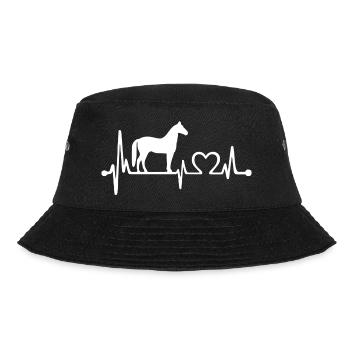 Pferd Pferde Herzschlag Puls Herzfrequenz Geschenk - Bucket Hat - Schwarz - Vorne - Lela (165cm)