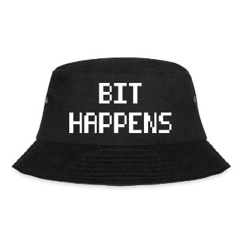 Computer Science Pun BIT HAPPENS Computer Scientist T-Shirt - Bucket Hat - black - Front - Lela (165cm)