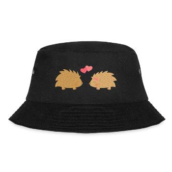 Nette Igel in der Liebe - Bucket Hat - Schwarz - Vorne - Lela (165cm)