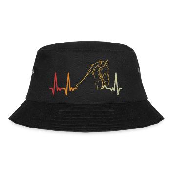 Retro Pferdekopf Herzschlag Pferd Vintage Reiten - Bucket Hat - Schwarz - Vorne - Lela (165cm)