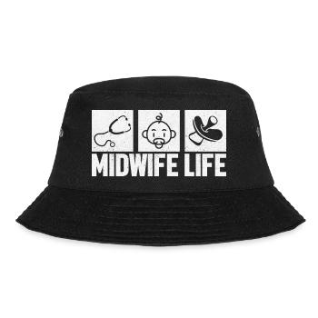 Hebamme Geburtshelfer - Bucket Hat - Schwarz - Vorne - Lela (165cm)