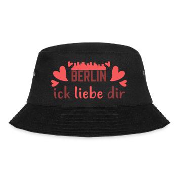 Berlin Ick Liebe Dir Berliner Schriftzug Spruch - Bucket Hat - Schwarz - Vorne - Lela (165cm)