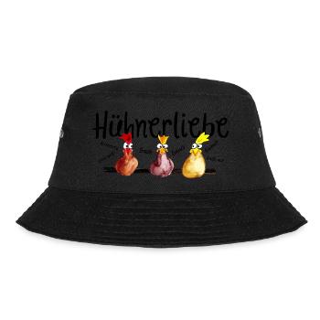 Hühnerliebe - Bucket Hat - Schwarz - Vorne - Lela (165cm)