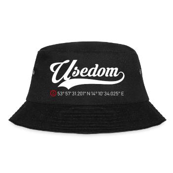 Insel Usedom Koordinaten roter Anker - Bucket Hat - Schwarz - Vorne - Lela (165cm)