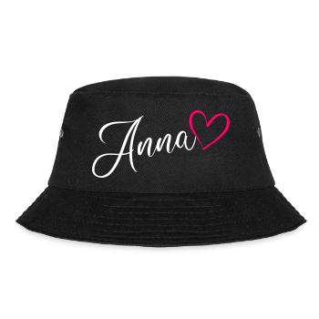 Anna Surname First Name Heart Pink - Bucket Hat - black - Front - Lela (165cm)
