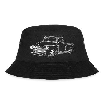 1949 Chevy 3100 Stepside klassischer Pickup Truck - Bucket Hat - Schwarz - Vorne - Lela (165cm)