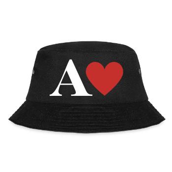 Roter Herz-Buchstabe - Bucket Hat - Schwarz - Vorne - Lela (165cm)