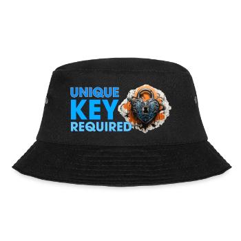 Schlüssel zum Herzen wird gesucht - Bucket Hat - Schwarz - Vorne - Lela (165cm)