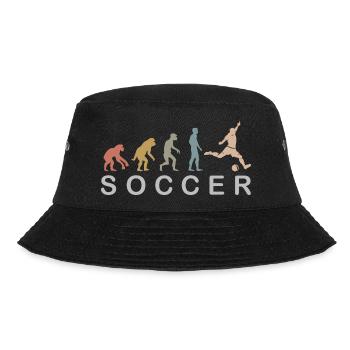 Fußball Evolution retro Farben Fußballer Symbol - Bucket Hat - Schwarz - Vorne - Lela (165cm)
