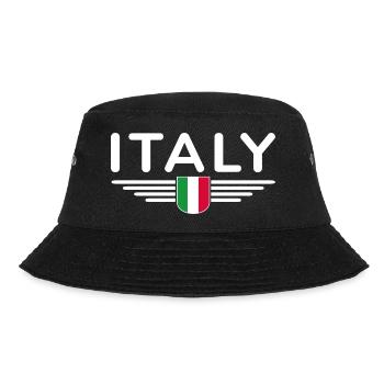 Ich liebe Italien Design T-Shirt Outfit - Bucket Hat - Schwarz - Vorne - Lela (165cm)