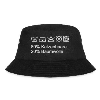 Katzen Waschhinweis Katzenhaare Baumwolle - Bucket Hat - Schwarz - Vorne - Lela (165cm)