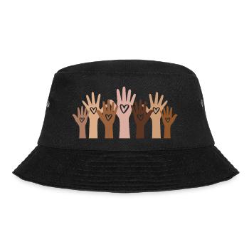 Hands with Hearts - Everyone is welcome here - Bucket Hat - black - Front - Lela (165cm)