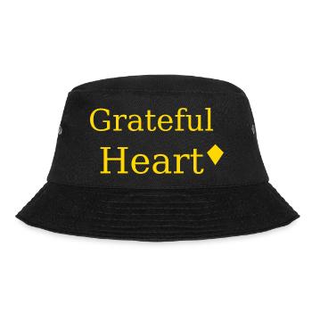 Dankbares Herz Motiv Gelb - Bucket Hat - Schwarz - Vorne - Lela (165cm)