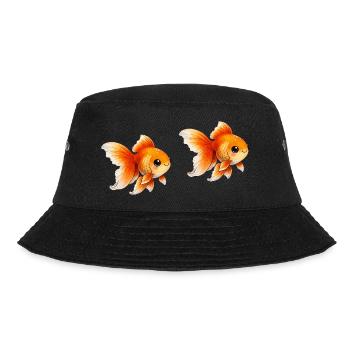 Two Goldfish Pairs Illustration - Bucket Hat - black - Front - Lela (165cm)