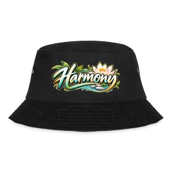 Harmony: Lotusfluss Zen-Muster - Bucket Hat - Schwarz - Vorne